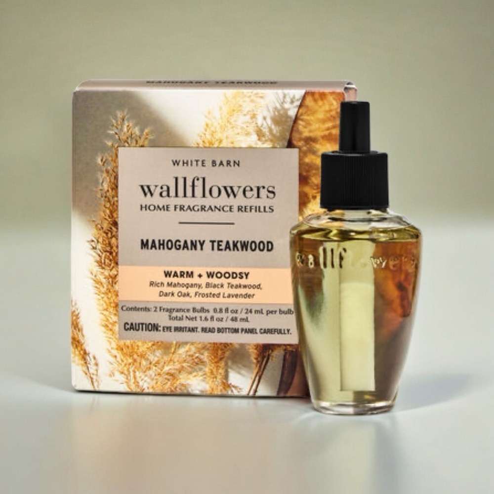 Bath & Body Works Wallflower Refills Mahogany Teakwood 2 Pack Nwt - Picture 2 of 4